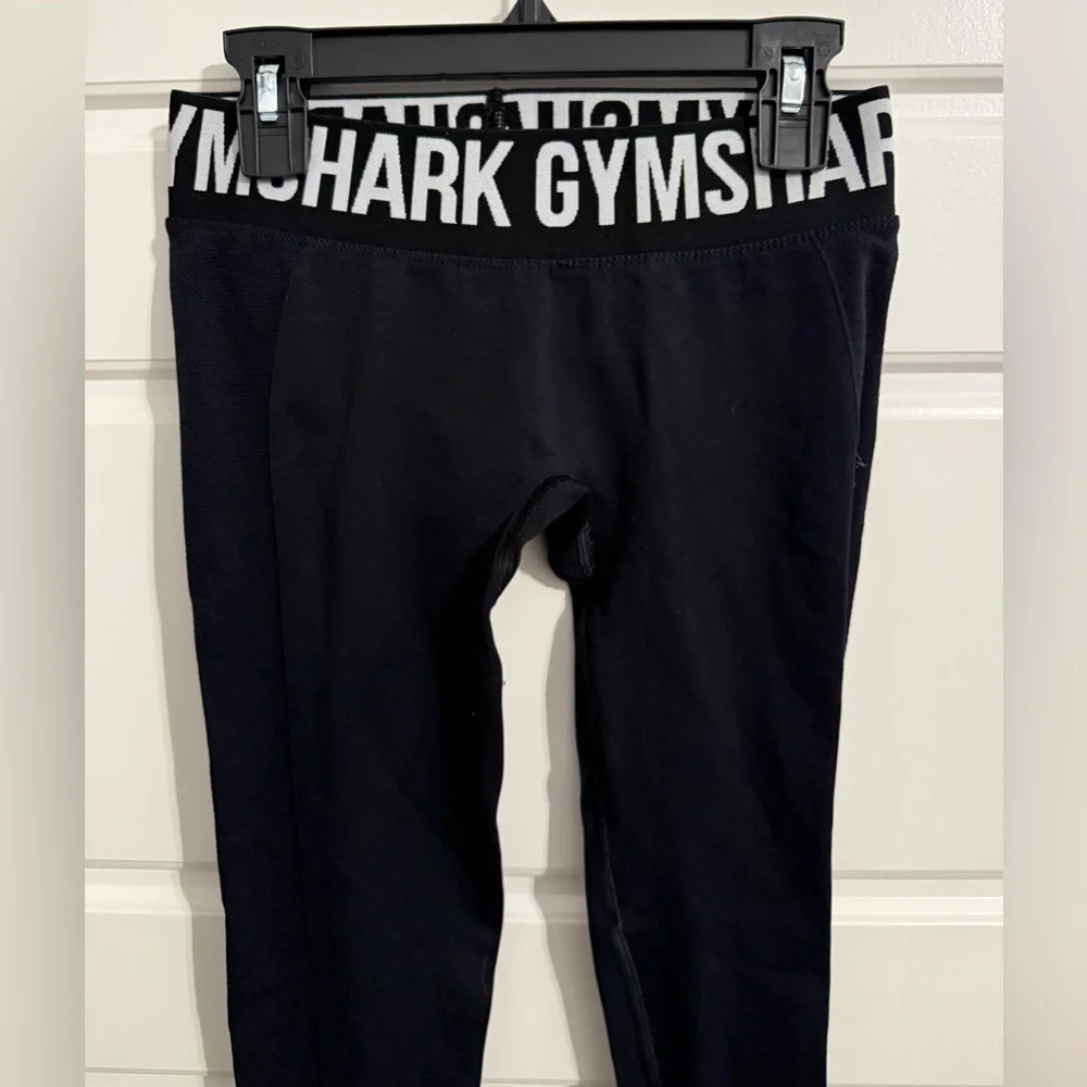 Gymshark Black and White Branded High-Waist Leggings‎
